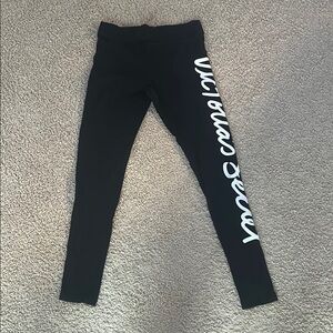 Victoria's Secret Black Leggings with White Script